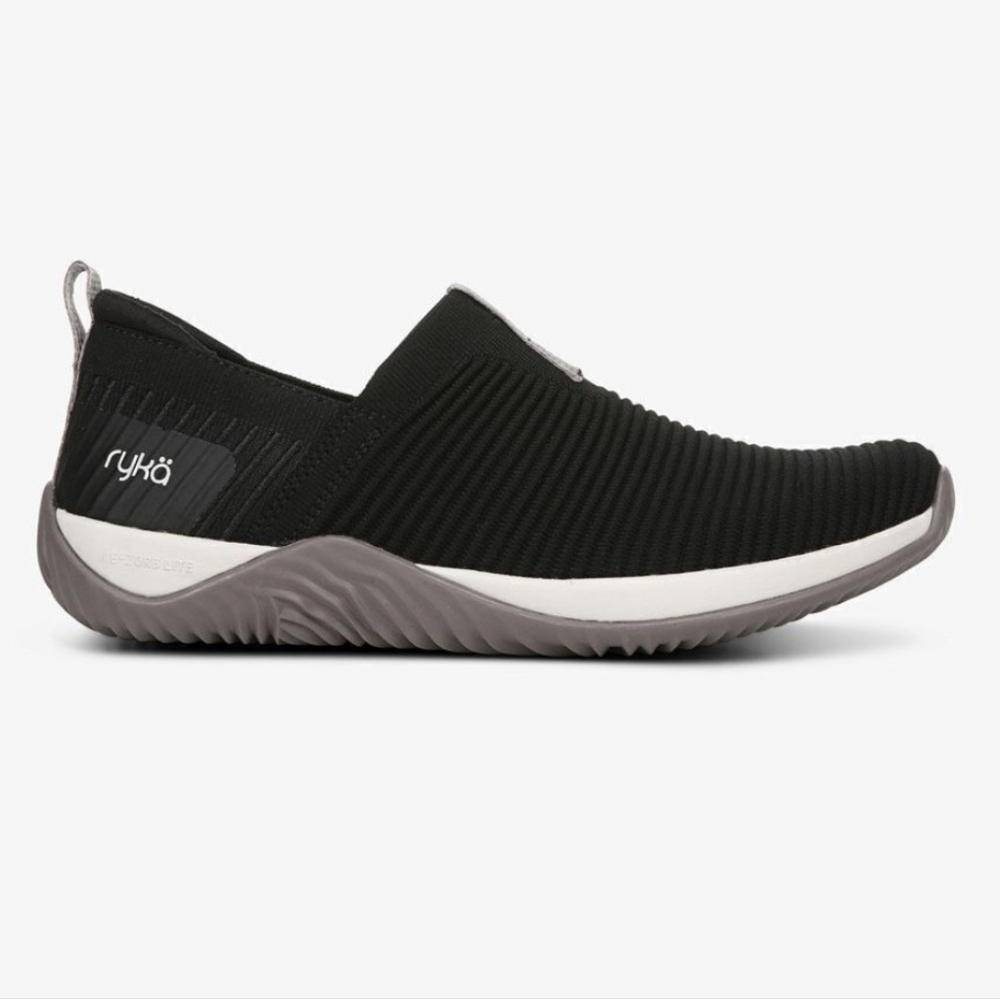 Ryka Echo Sneakers Knit Slip On Lightweight Hiking Walking Outdoors Black 7W